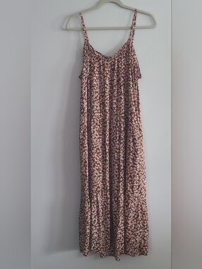 Natural Life Tiered Rust/Daisy Sundress, Size L/XL Prarie Boho